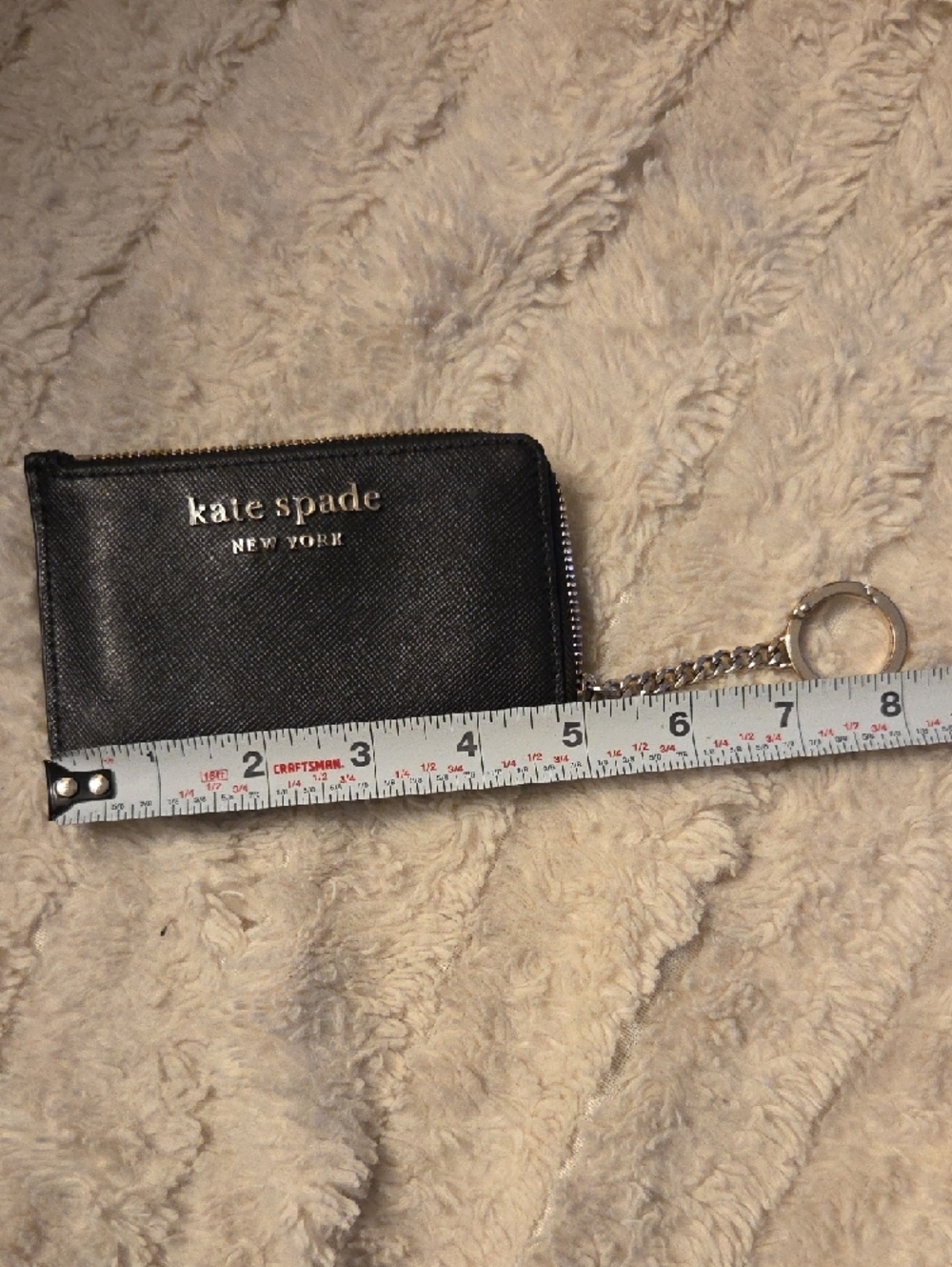 kate spade Black Leather Zip Keyring Card Case - Picture 9 of 10